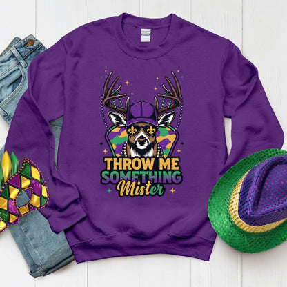 Mardi Gras Shirt Buck Hunting Throw me something Mister Shirt for Family NOLA Festival Tees for Women Men and Kids Gifts