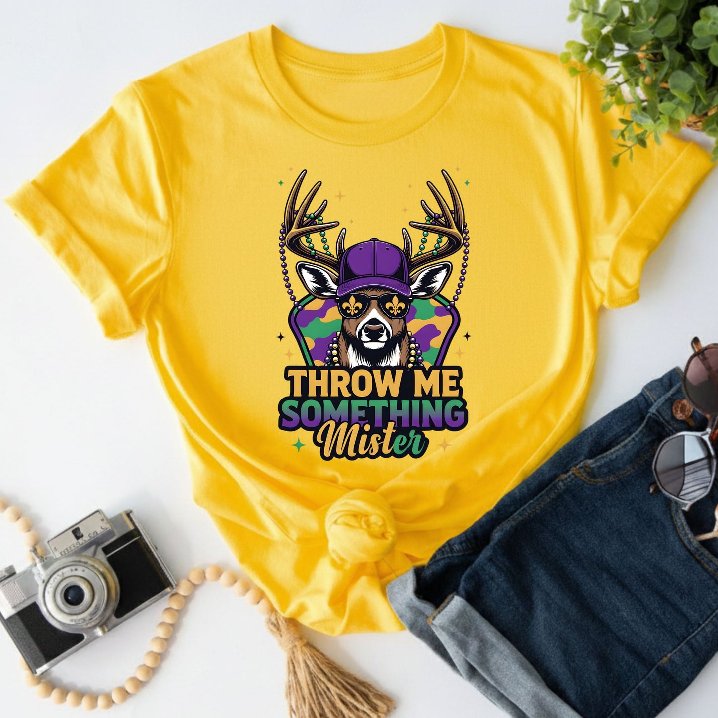 Mardi Gras Shirt Buck Hunting Throw me something Mister Shirt for Family NOLA Festival Tees for Women Men and Kids Gifts