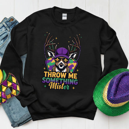 Mardi Gras Shirt Buck Hunting Throw me something Mister Shirt for Family NOLA Festival Tees for Women Men and Kids Gifts