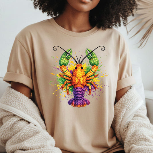 Mardi Gras Sweatshirt Faux Yarn Mardi Gras Crawfish Shirt New Orleans Festival Carnival Tees For Women Men Kids Mardi Gras 2026 Gifts