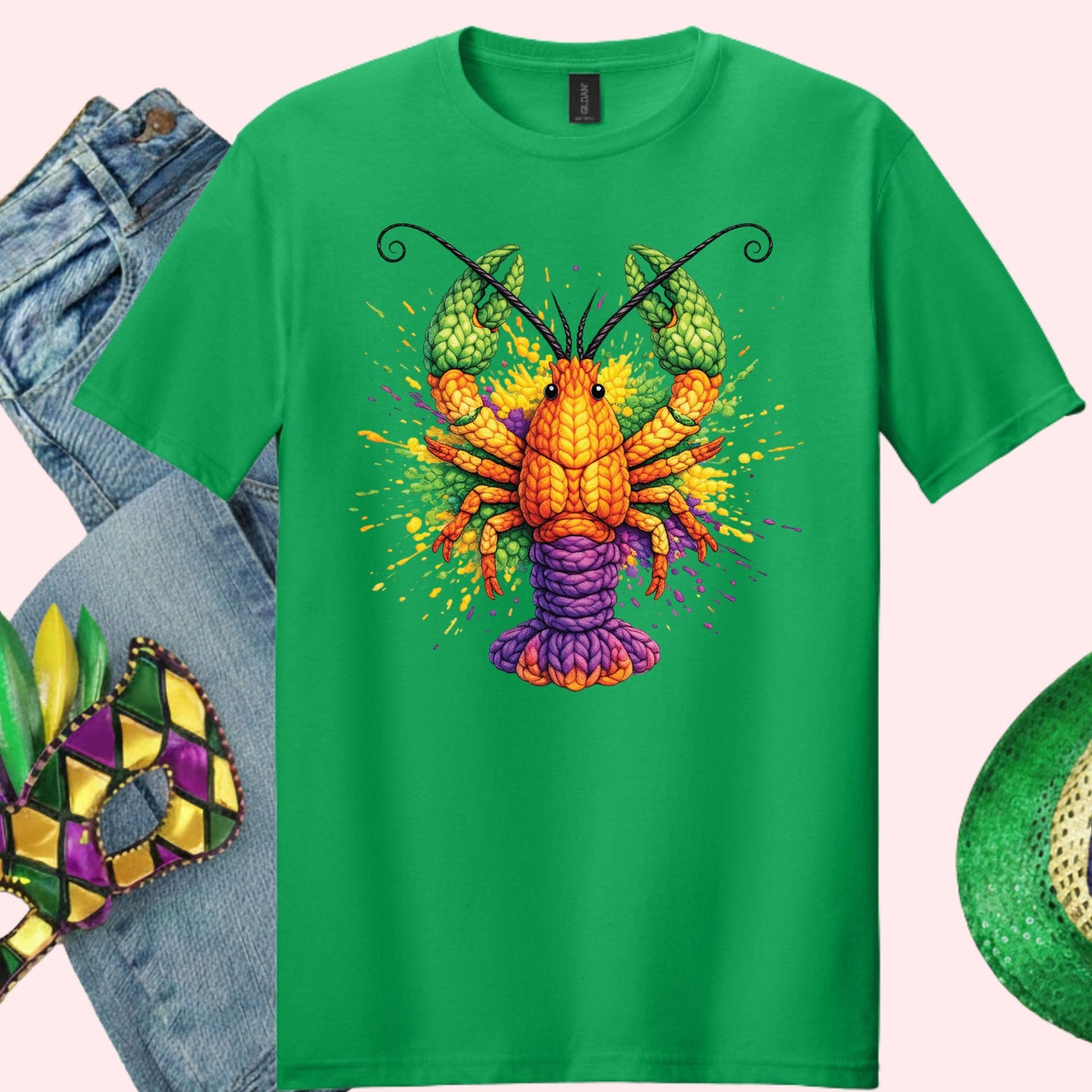 Mardi Gras Sweatshirt Faux Yarn Mardi Gras Crawfish Shirt New Orleans Festival Carnival Tees For Women Men Kids Mardi Gras 2026 Gifts