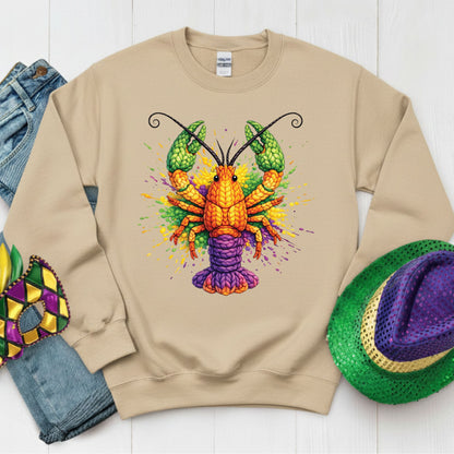 Mardi Gras Sweatshirt Faux Yarn Mardi Gras Crawfish Shirt New Orleans Festival Carnival Tees For Women Men Kids Mardi Gras 2026 Gifts