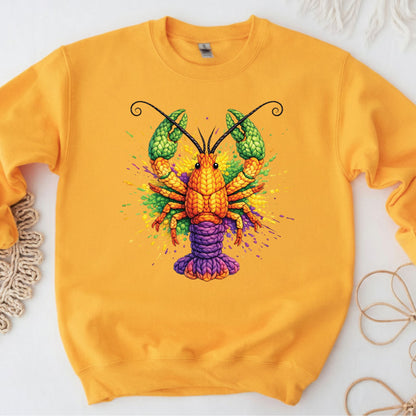 Mardi Gras Sweatshirt Faux Yarn Mardi Gras Crawfish Shirt New Orleans Festival Carnival Tees For Women Men Kids Mardi Gras 2026 Gifts