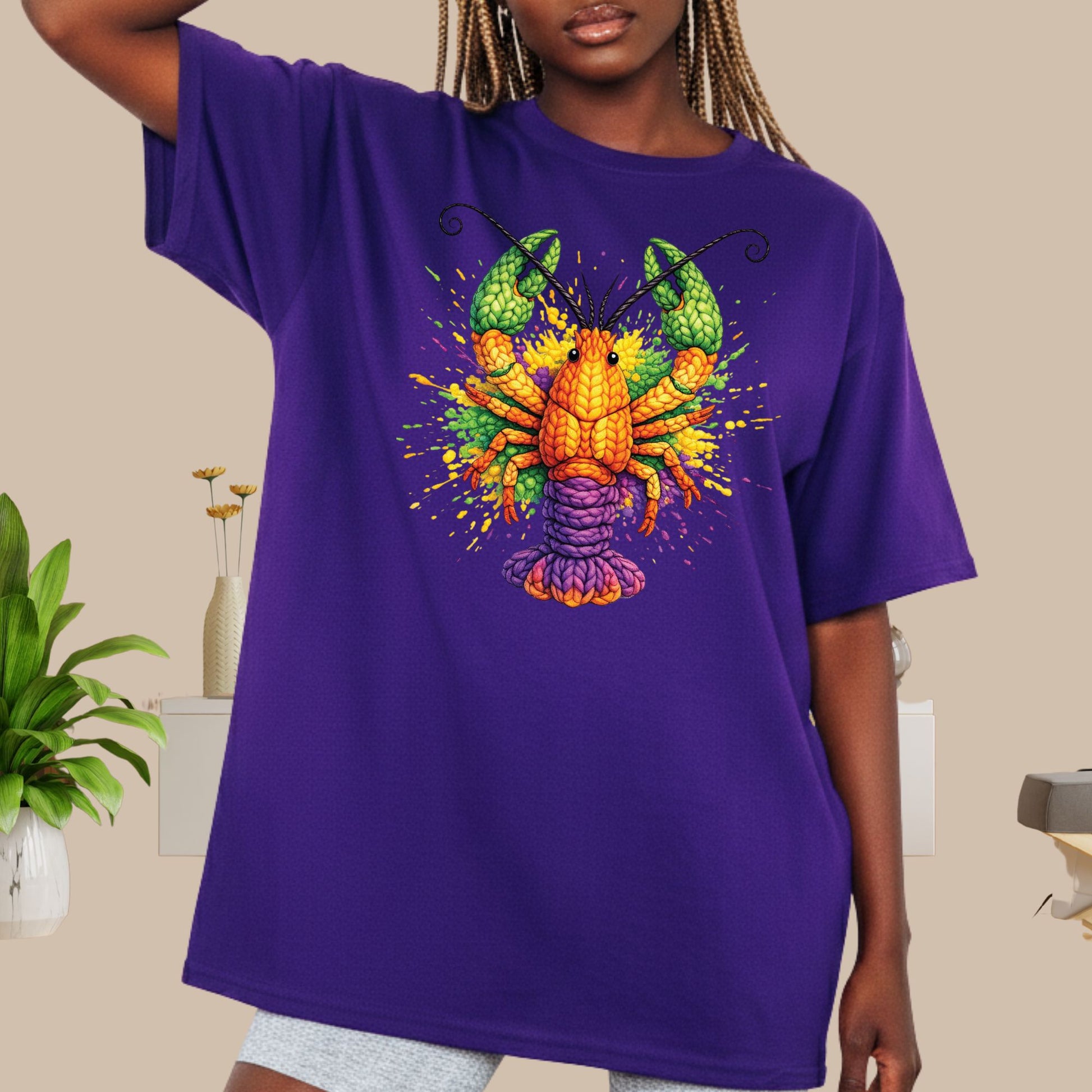 Mardi Gras Sweatshirt Faux Yarn Mardi Gras Crawfish Shirt New Orleans Festival Carnival Tees For Women Men Kids Mardi Gras 2026 Gifts