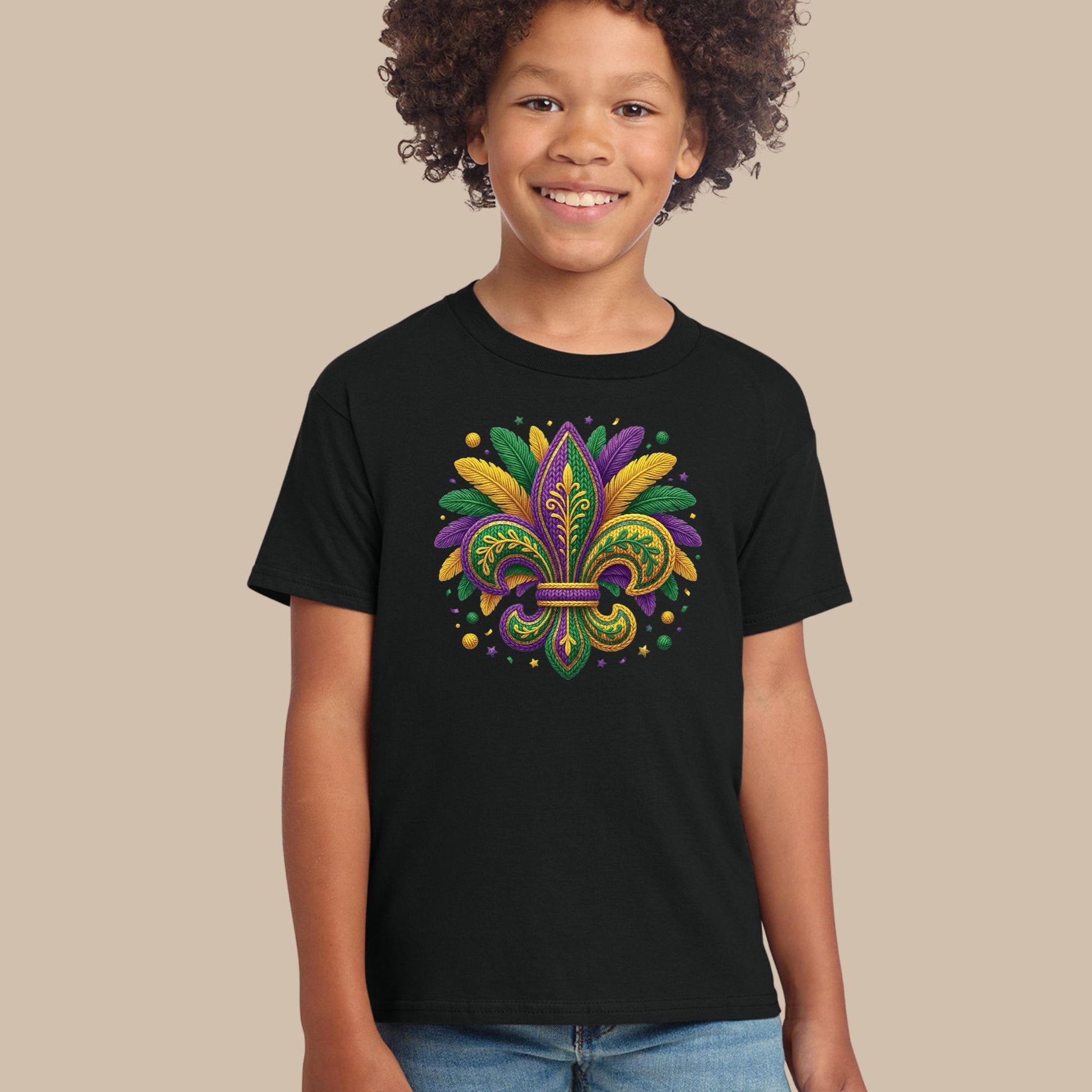 Mardi Gras Sweatshirt Fleur De Lis Yarn New Orleans Parad Carnival Shirt for Family NOLA Festival Tees for Women Men and Kids Gifts