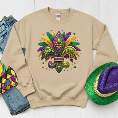 Mardi Gras Sweatshirt Fleur De Lis Yarn New Orleans Parad Carnival Shirt for Family NOLA Festival Tees for Women Men and Kids Gifts