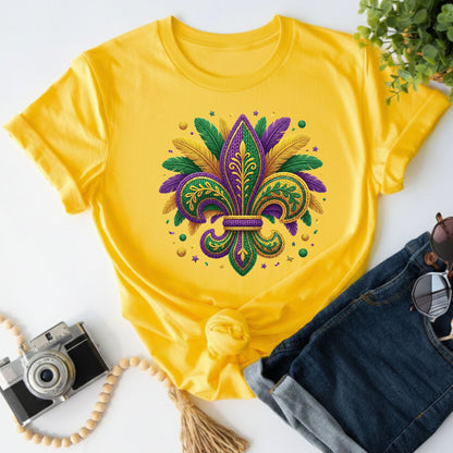 Mardi Gras Sweatshirt Fleur De Lis Yarn New Orleans Parad Carnival Shirt for Family NOLA Festival Tees for Women Men and Kids Gifts
