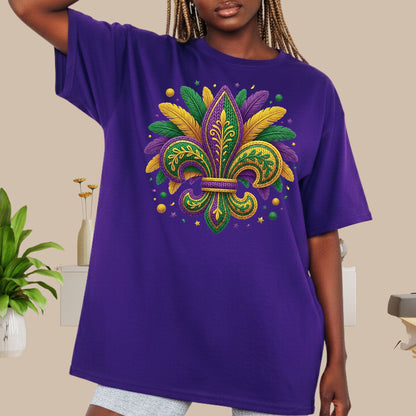 Mardi Gras Sweatshirt Fleur De Lis Yarn New Orleans Parad Carnival Shirt for Family NOLA Festival Tees for Women Men and Kids Gifts
