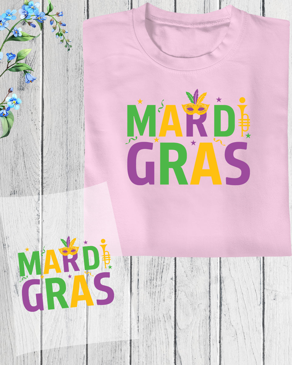 Mardi Grass Colorful Graphic DTF Transfer Film