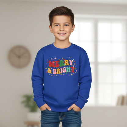 Merry and Bright Toddler Sweatshirt Kids Christmas Sweater Cute Holiday Top Toddler Xmas Sweatshirt Festive Kids Winter Shirt