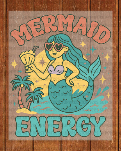 Mermaid Energy Summer Beach Lady DTF Transfer