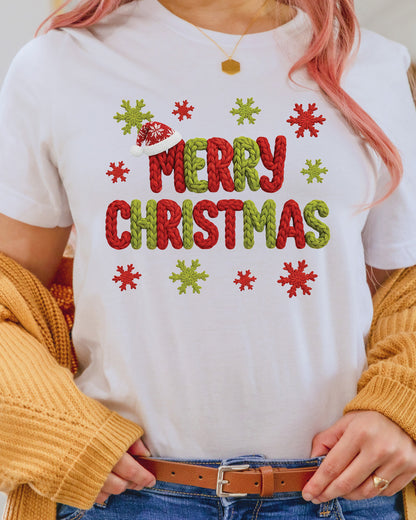 Merry Christmas Crochet Yarn DTF Transfer ready to Press Christmas Ugly Heat Transfer for Shirts, Merry Christmas UV Sticker prints