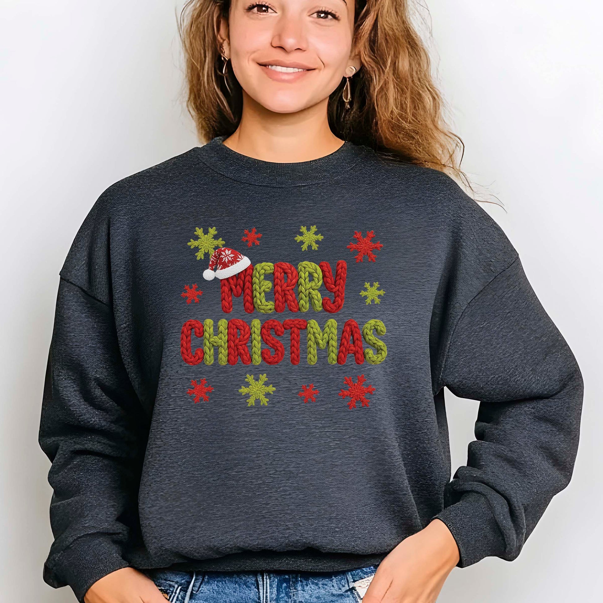 Merry Christmas Crochet Yarn DTF Transfer ready to Press Christmas Ugly Heat Transfer for Shirts, Merry Christmas UV Sticker prints