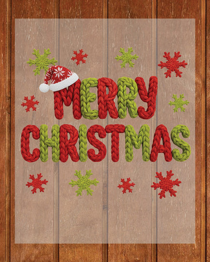 Merry Christmas Crochet Yarn DTF Transfer ready to Press Christmas Ugly Heat Transfer for Shirts, Merry Christmas UV Sticker prints