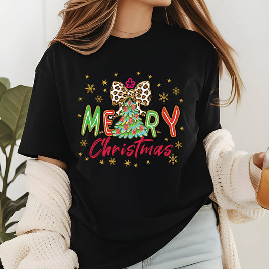 Merry Christmas Glitter Tree DTF Transfer