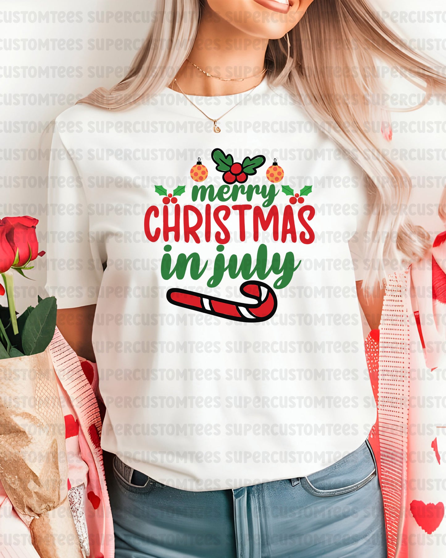 Merry Christmas in July Heat Transfer for Shirts