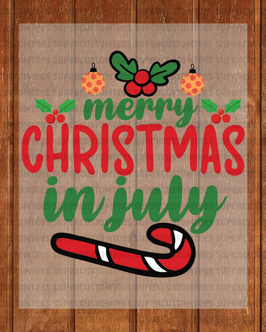 Merry Christmas in July Heat Transfer for Shirts