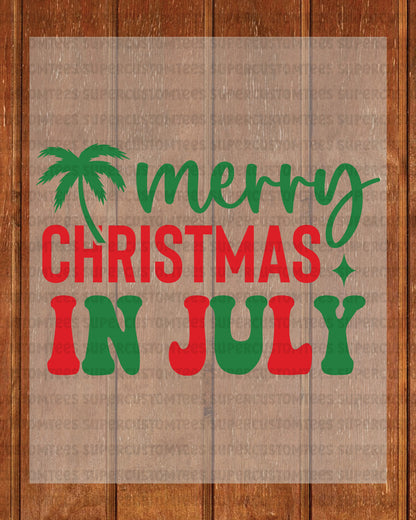 Merry Christmas In July Santa Iron on Transfers for Shirt