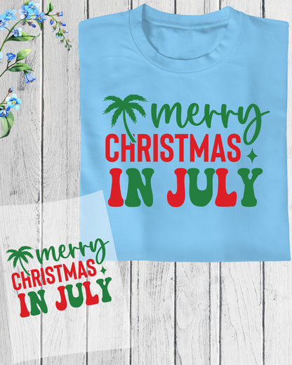 Merry Christmas In July Santa Iron on Transfers for Shirt