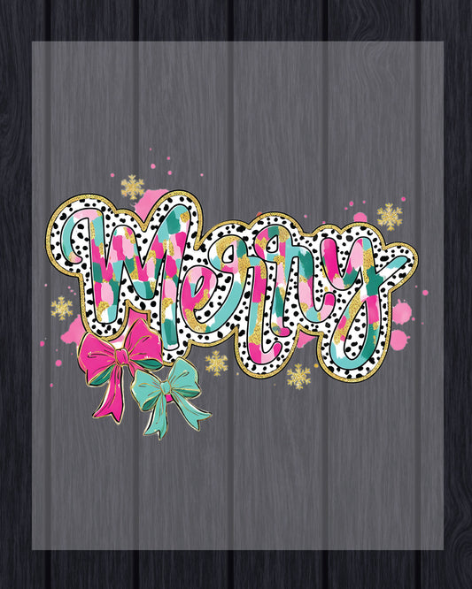 Merry Coquette Bow Glitter Christmas DTF Transfer