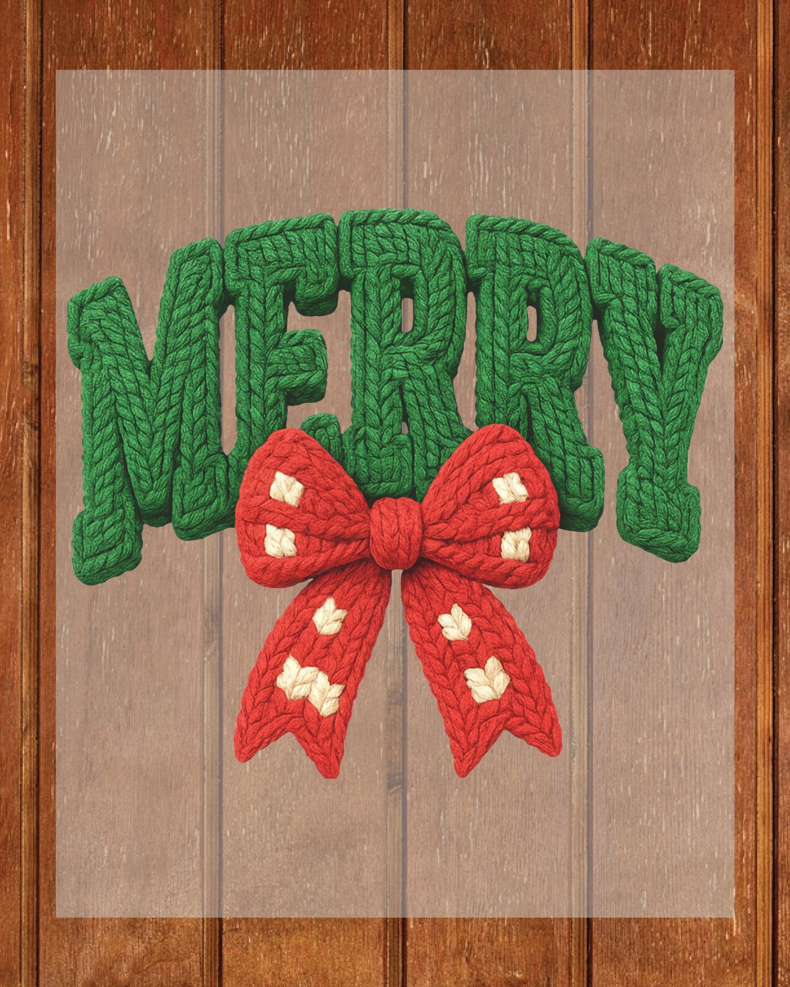 Merry Girly Faux Yarn Christmas DTF Transfer Ready to Press, Christmas Bow Heat Transfer For Shirt, X-mas UV Sticker Prints