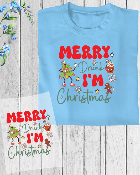 Merry Drunk I am Christmas DTF Transfer Film