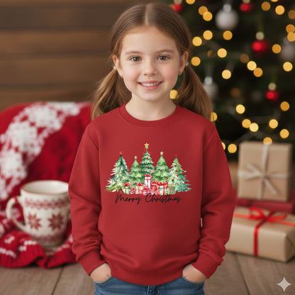 Merry Christmas Trees Sweatshirts Holiday Festive Christmas Top Cute Tree Graphic Shirt Winter Xmas Gift Shirt for Women Men Kids