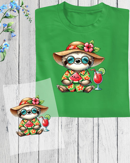Watermelon Summer Sloth DTF Transfer Film