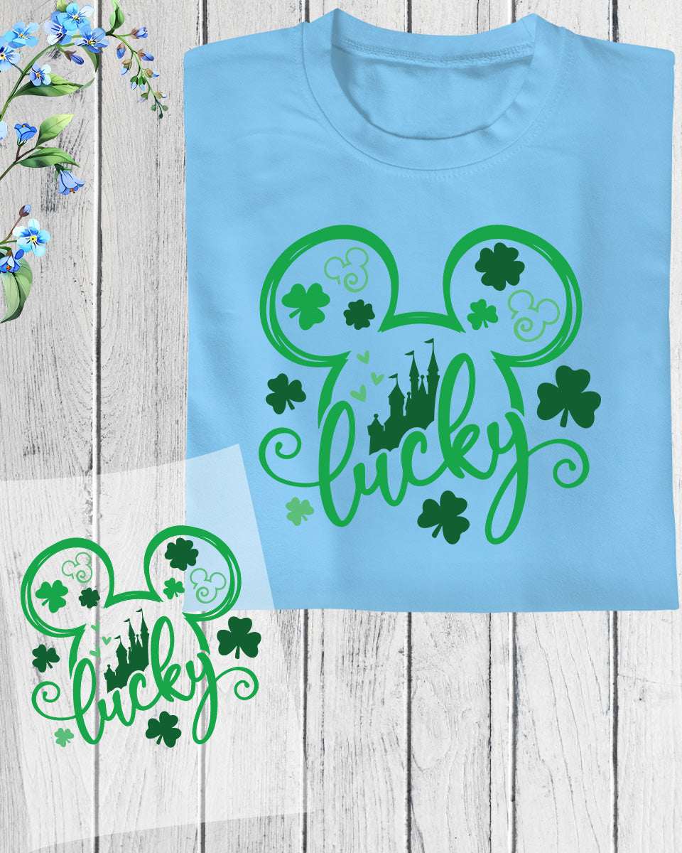 Mickey Head Lucky St Patrick’s Day DTF Transfers Ready To Press