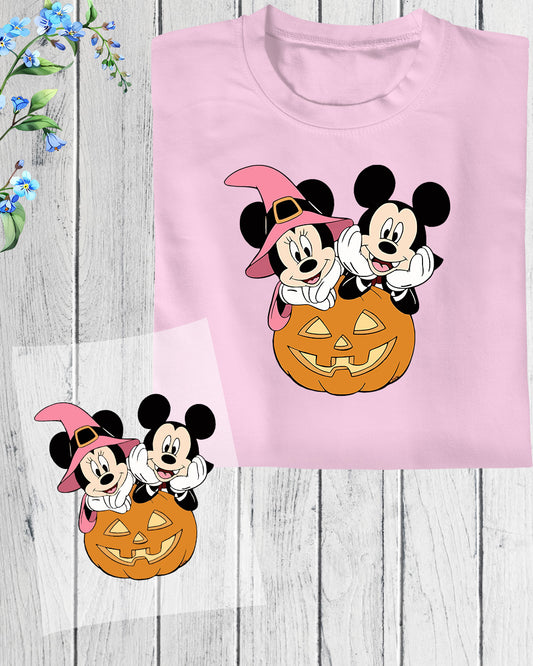 Halloween Retro Mickey Minnie Pumpkin DTF Transfer Film