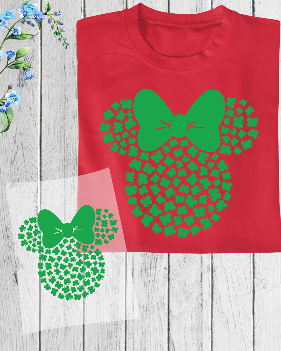 Minnie Head Clover St Patrick’s Day DTF Transfer Sheets
