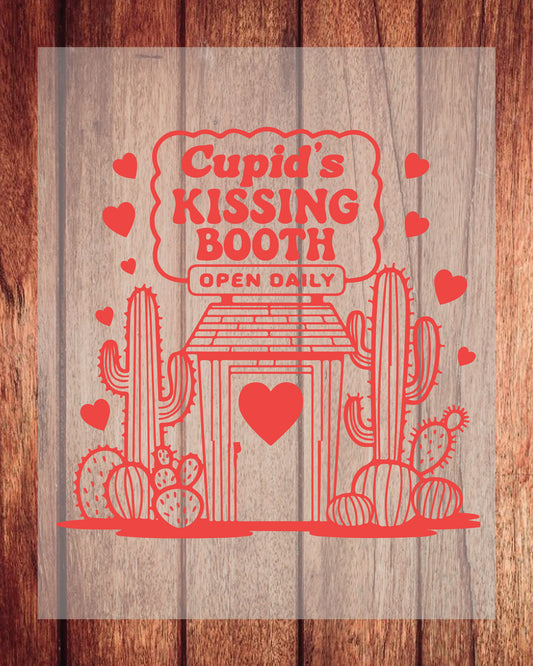 "Cupid's Kissing Booth Valentines Day DTF Transfer Film "