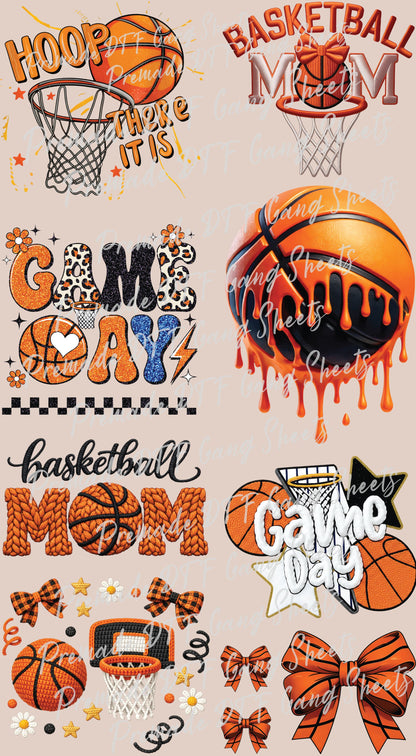 Basketball Premade Gang Sheet Basketball Mom DTF Transfer Gang Sheet Sports Ready For Press Gameday Basketball Heat Transfer Gang