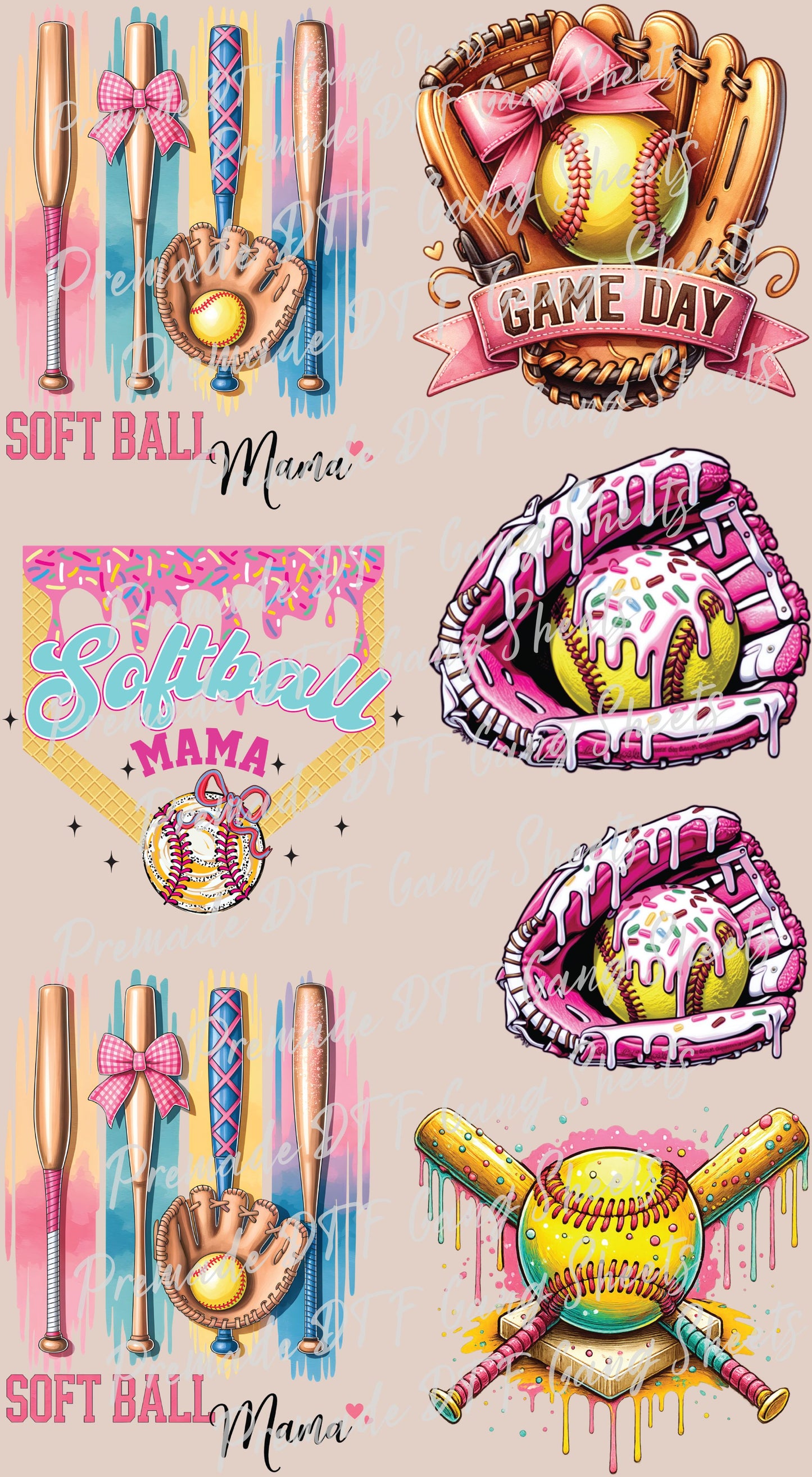 Softball Premade Gang Sheet Softball Vibes DTF Transfer Gang Sheet Trendy Softball Ready For Press Gameday Softball Heat Transfer Gang