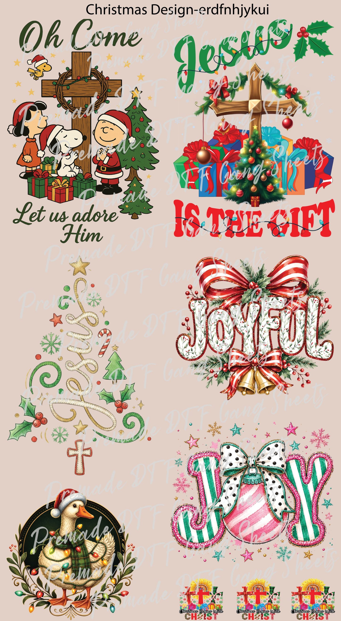 Christmas DTF Transfer Ready to Press Premade DTF Gang Sheet Jesus Is The Reason Cross Holiday Joyful Heat Transfer For Shirts Trendy