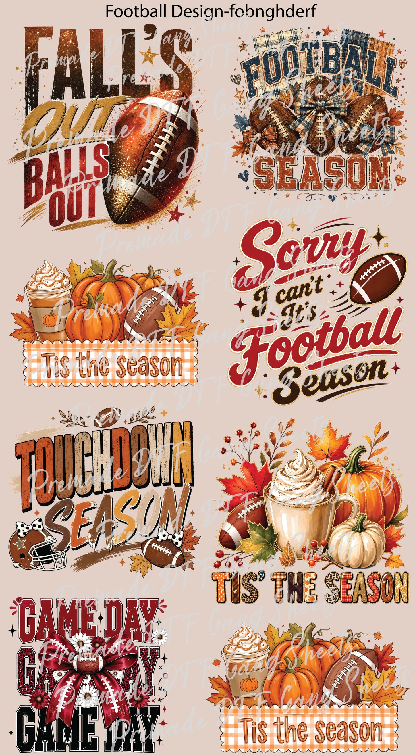 Football DTF Transfer Ready to Press Premade DTF Gang Sheet Game Day Sorry I Cant Its Football Season Fall Heat Transfer For Shirt