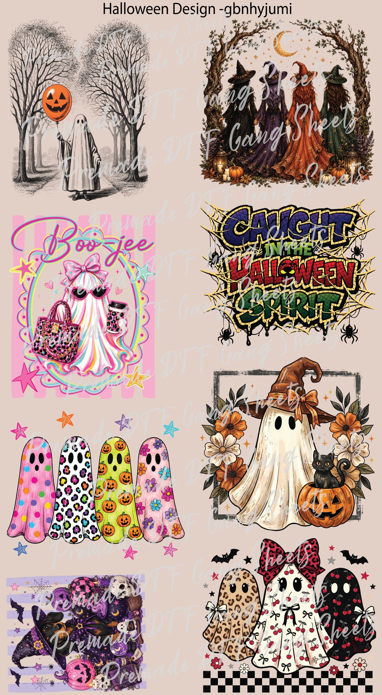 Halloween Premade DTF Transfer Ready to Press Holiday Season Spooky Ghost Heat Transfer For Shirts Halloween iron on Transfer Designs