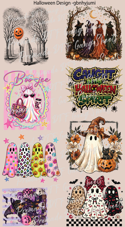 Halloween Premade DTF Transfer Ready to Press Holiday Season Spooky Ghost Heat Transfer For Shirts Halloween iron on Transfer Designs