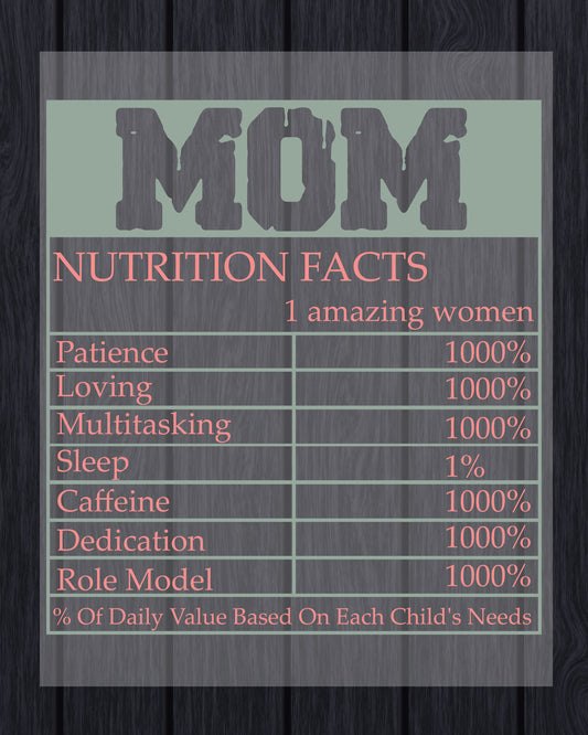 Mom Nutrition Facts Funny Mother’s Day DTF Transfer