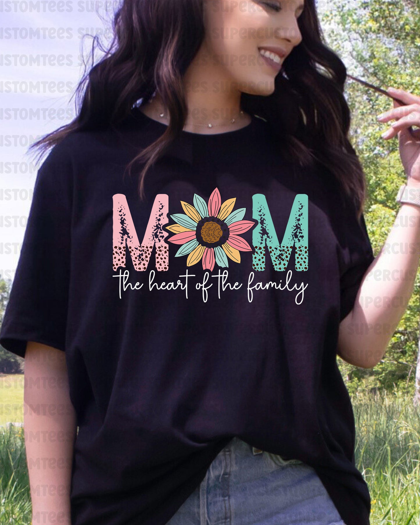 Mom The Heart Of The Family DTF Transfer