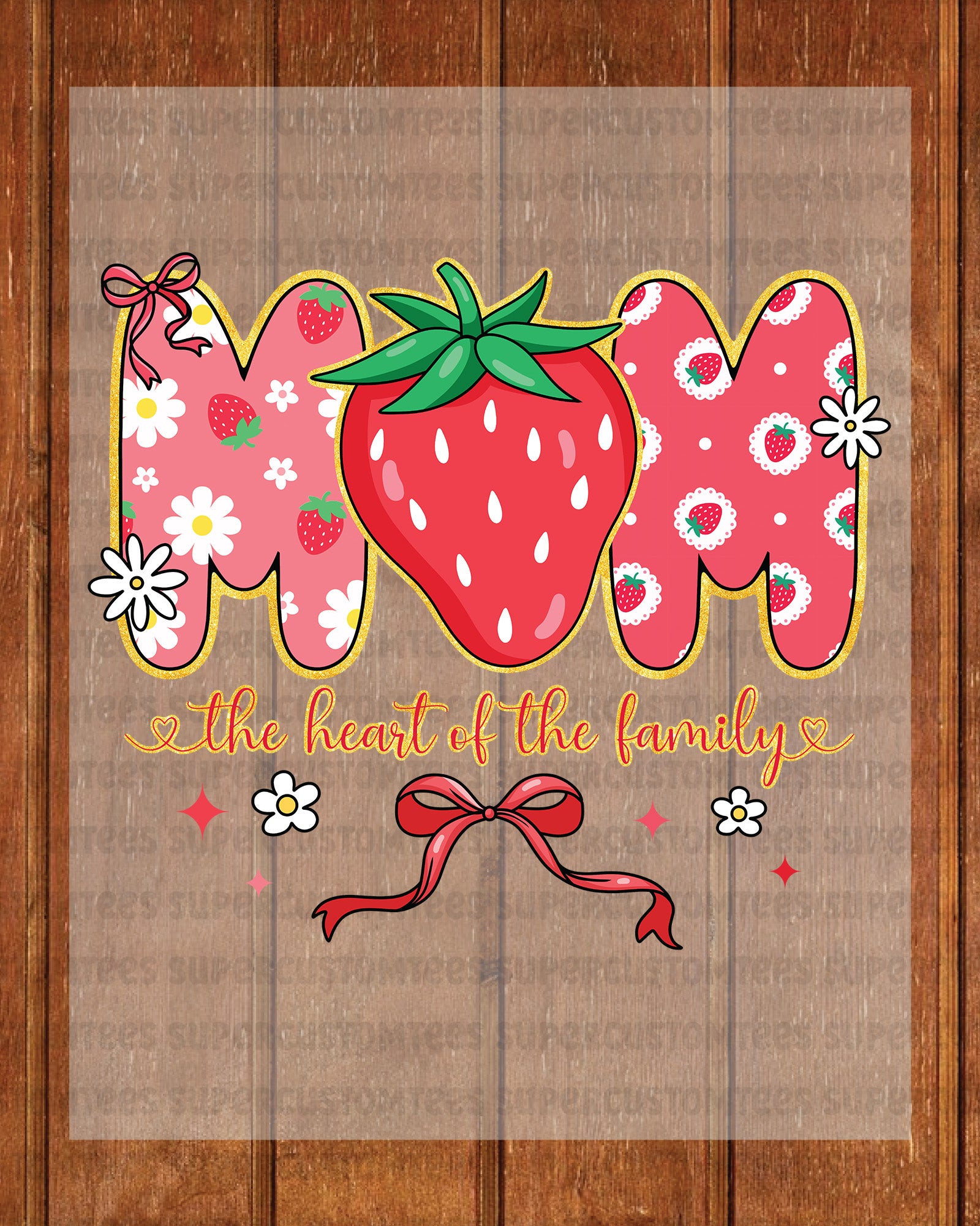 Mom The Heart Of The Family Mother's Day Iron on Transfers for Shirts