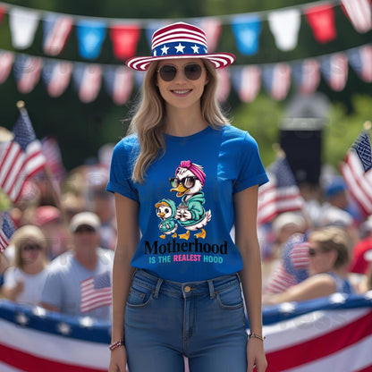 Motherhood is the Realest Hood DTF Transfer Ready to Press Funny Duck Mama and Mini Heat Transfer for Shirts Cool Mother's Day UV Sticker Prints