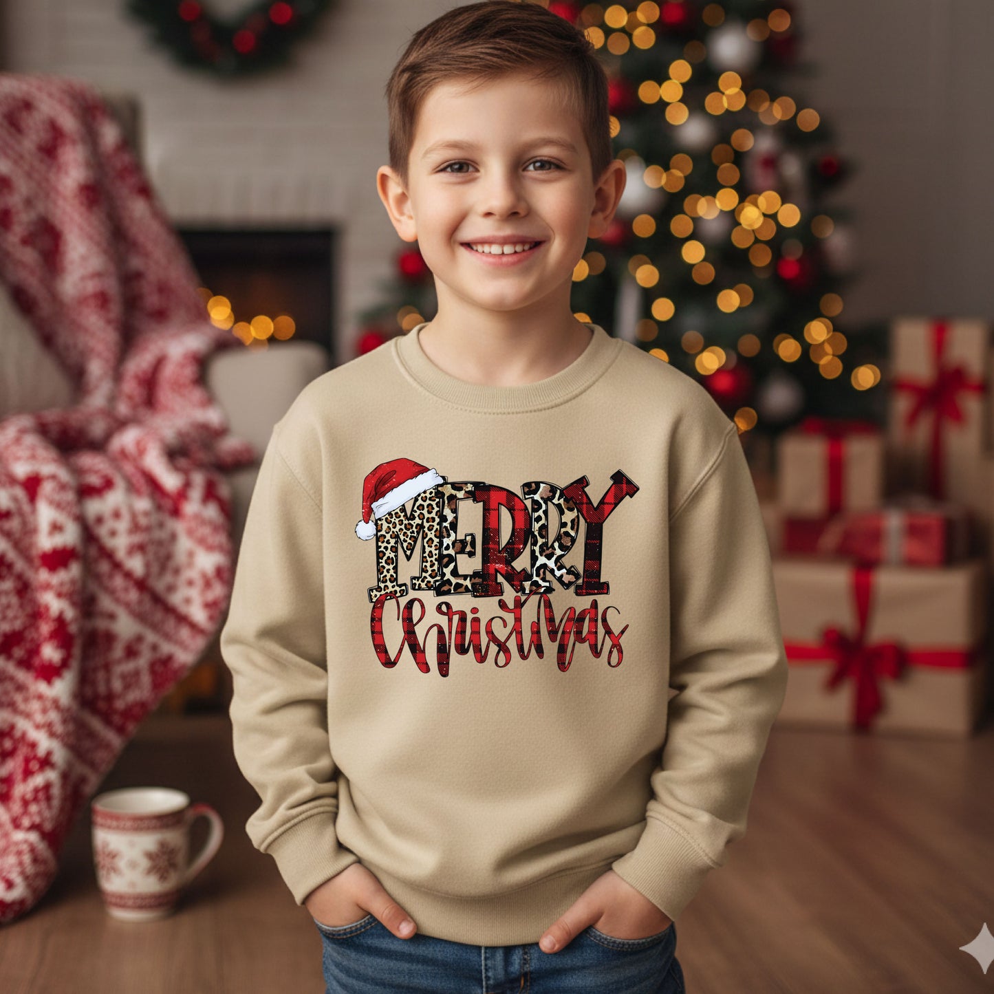 Merry Christmas Sweatshirt Buffalo Plaid Family Crewneck Woman Xmas Shirt Cute Winter Holiday Sweater Festive Gift Idea Top