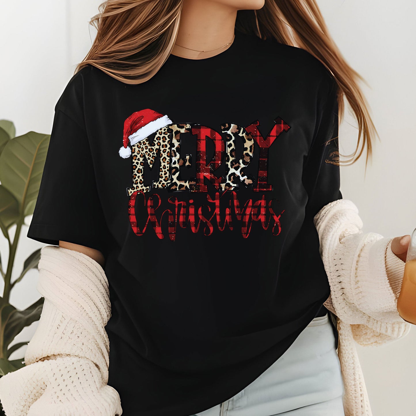 Merry Christmas Sweatshirt Buffalo Plaid Family Crewneck Woman Xmas Shirt Cute Winter Holiday Sweater Festive Gift Idea Top