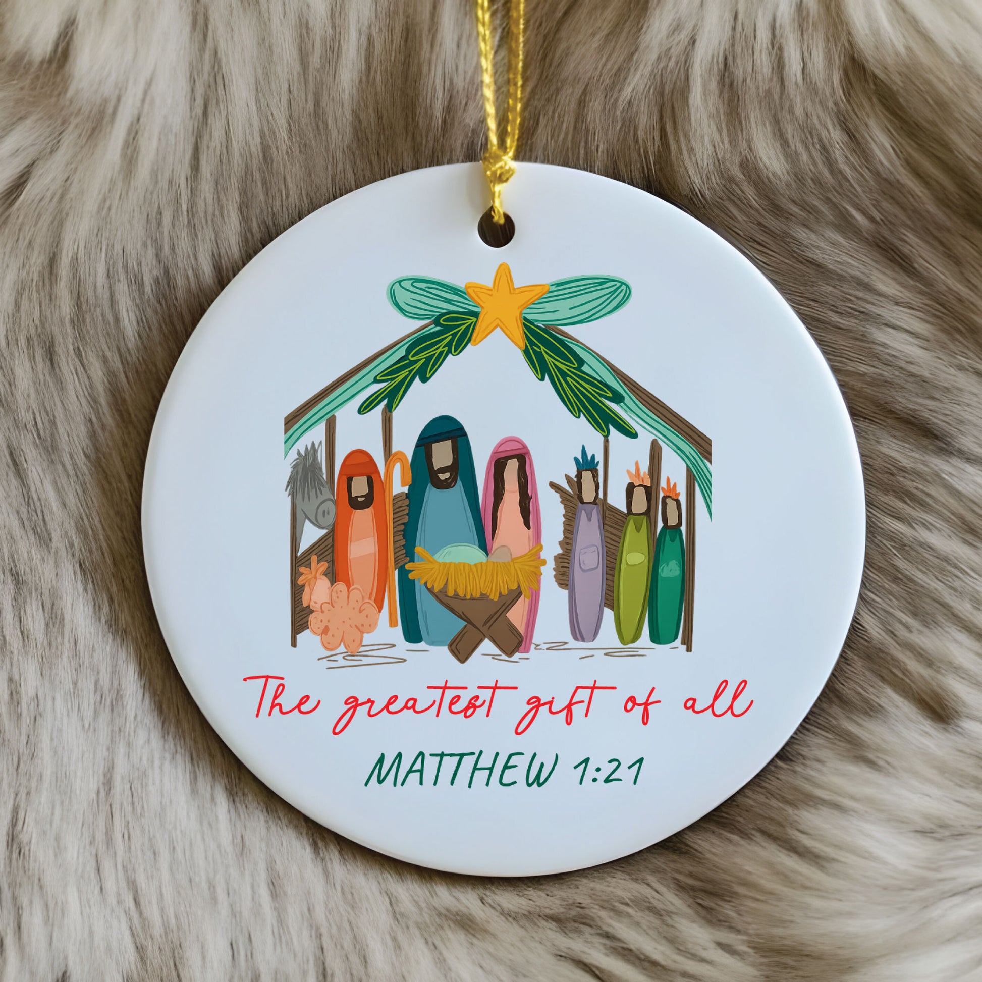 Nativity Christmas Ornament The Greatest Gift of All Christian Family Keepsake