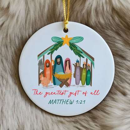 Nativity Christmas Ornament The Greatest Gift of All Christian Family Keepsake