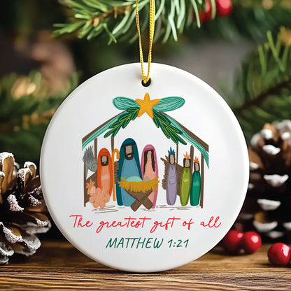 Nativity Christmas Ornament The Greatest Gift of All Christian Family Keepsake