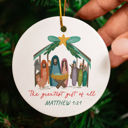 Nativity Christmas Ornament The Greatest Gift of All Christian Family Keepsake