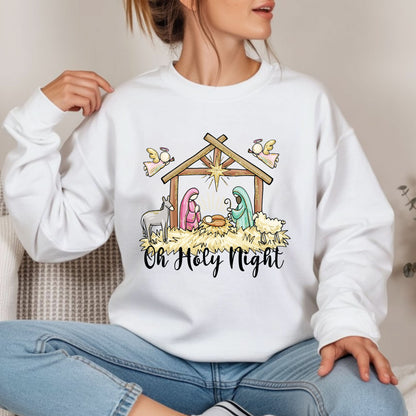 Nativity Scene Christmas Sweatshirt, Christian Christmas Shirt, Jesus Birth Matthew 1:21 Sweatshirt, Greatest Gift of All Tees