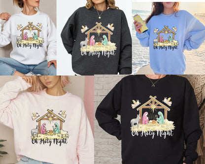 Nativity Scene Christmas Sweatshirt, Christian Christmas Shirt, Jesus Birth Matthew 1:21 Sweatshirt, Greatest Gift of All Tees